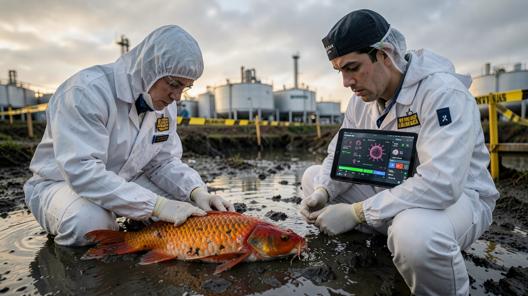 英国でコイヘルペス発生、移動制限が観賞魚市場と養殖業に与える影響のイメージ